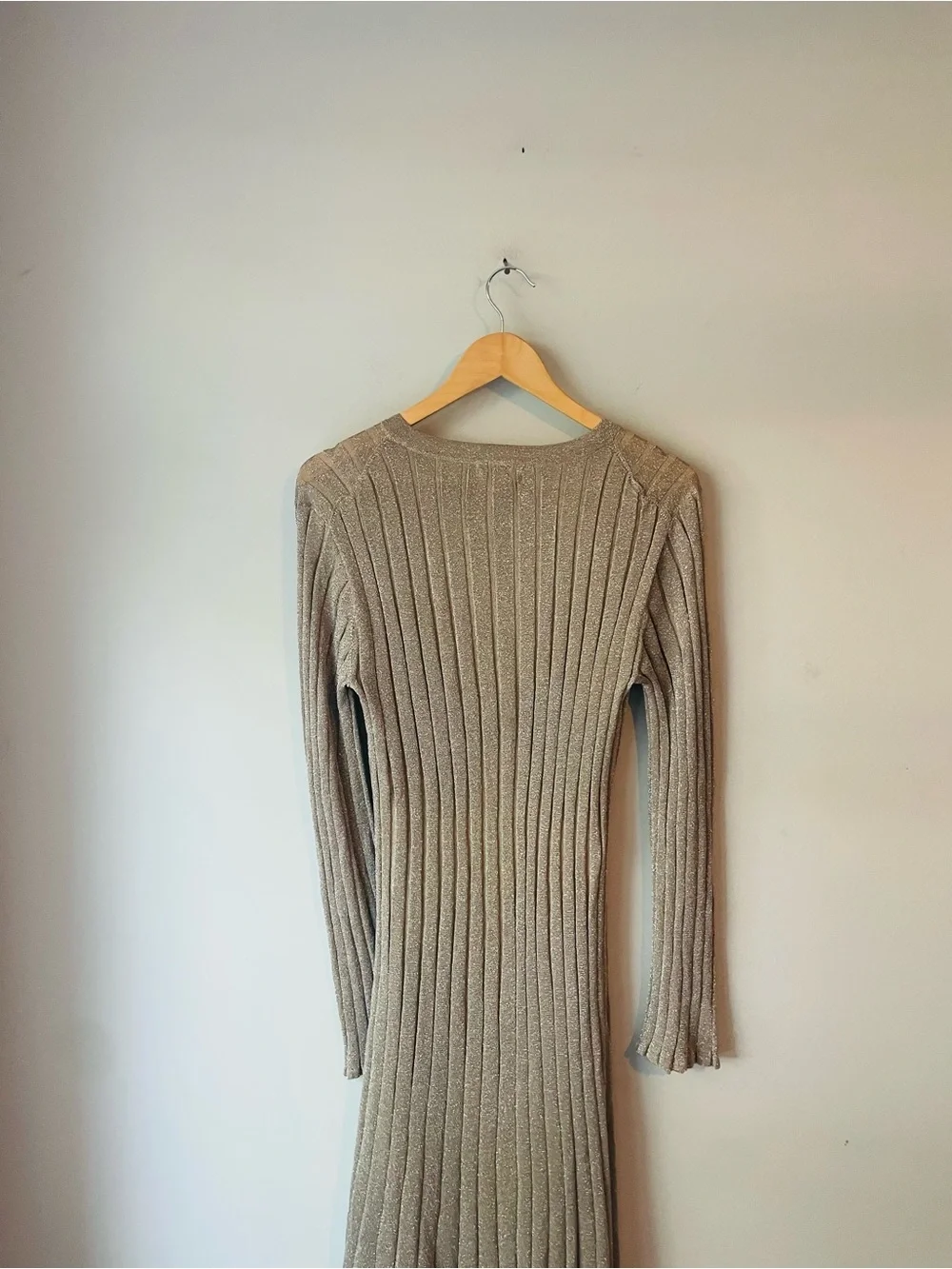 J. Crew Ribbed Metallic Long-Sleeve Midi Dress NWT